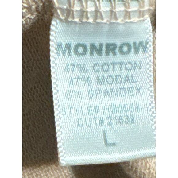 Monrow High Waist Wide Leg Sweatpants Tan/Khaki NWT Large - Picture 4 of 6